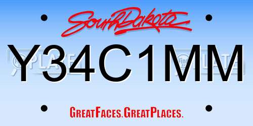 Y34C1MM South Dakota License Plate