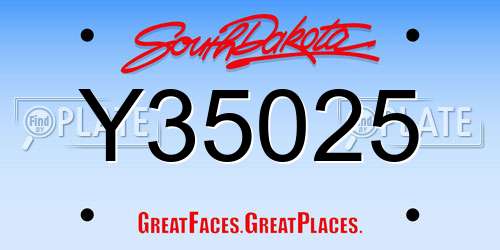 Y35025 South Dakota License Plate