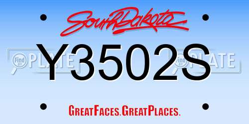 Y3502S South Dakota License Plate