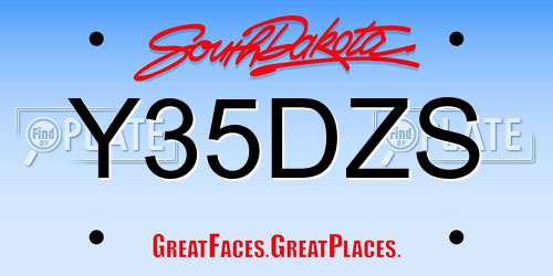 Y35DZS South Dakota License Plate