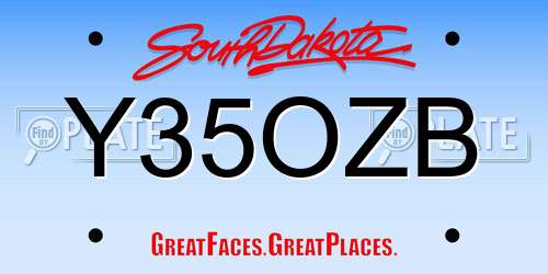 Y35OZB South Dakota License Plate