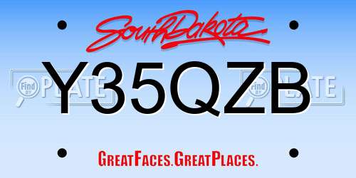 Y35QZB South Dakota License Plate