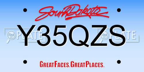 Y35QZS South Dakota License Plate