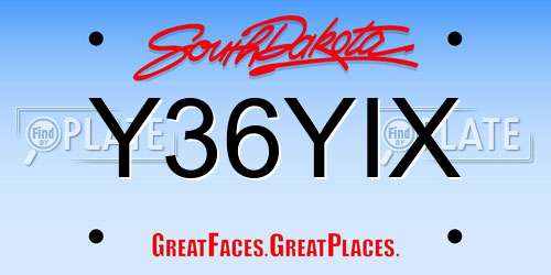 Y36YIX South Dakota License Plate