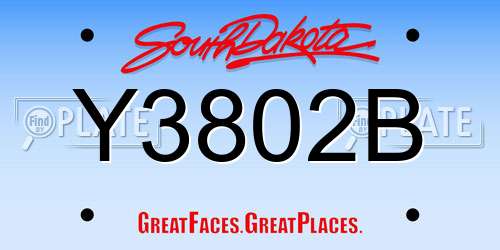 Y3802B South Dakota License Plate