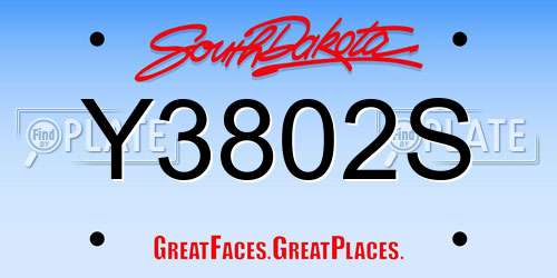 Y3802S South Dakota License Plate