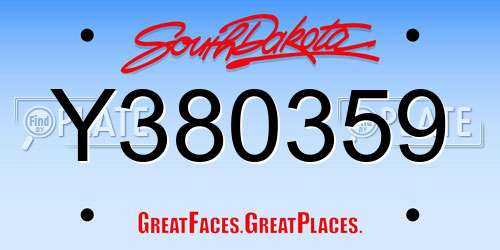 Y380359 South Dakota License Plate