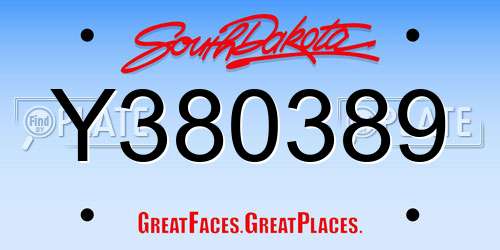 Y380389 South Dakota License Plate