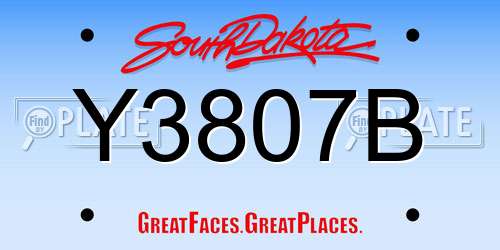 Y3807B South Dakota License Plate