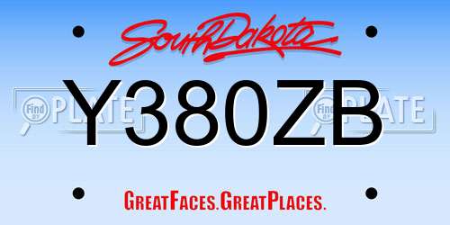 Y380ZB South Dakota License Plate