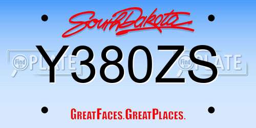 Y380ZS South Dakota License Plate