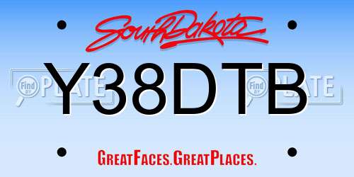 Y38DTB South Dakota License Plate