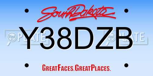 Y38DZB South Dakota License Plate