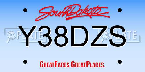 Y38DZS South Dakota License Plate