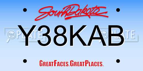 Y38KAB South Dakota License Plate