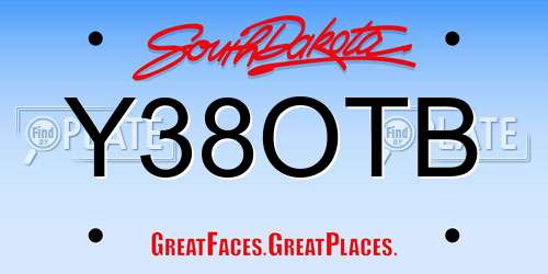Y38OTB South Dakota License Plate