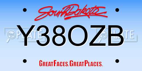 Y38OZB South Dakota License Plate