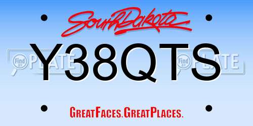 Y38QTS South Dakota License Plate