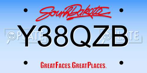 Y38QZB South Dakota License Plate