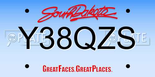 Y38QZS South Dakota License Plate