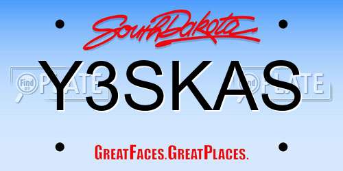 Y3SKAS South Dakota License Plate