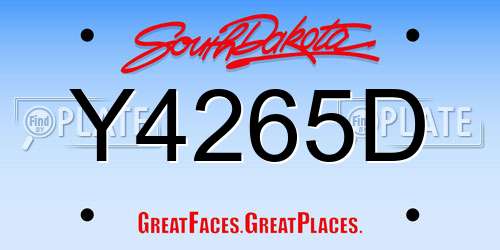 Y4265D South Dakota License Plate