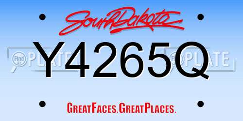 Y4265Q South Dakota License Plate