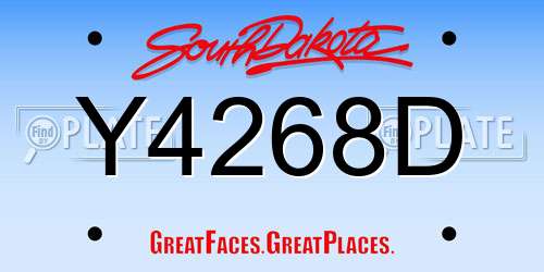 Y4268D South Dakota License Plate