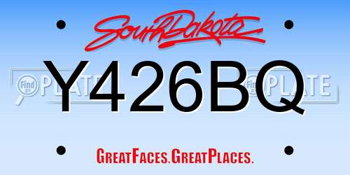 Y426BQ South Dakota License Plate