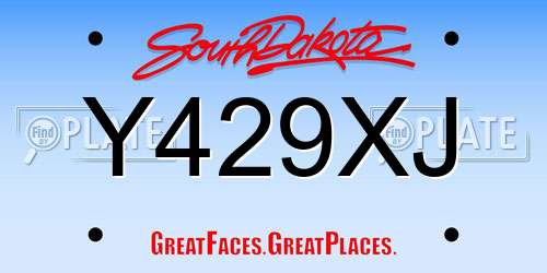 Y429XJ South Dakota License Plate