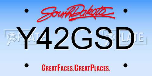 Y42GSD South Dakota License Plate