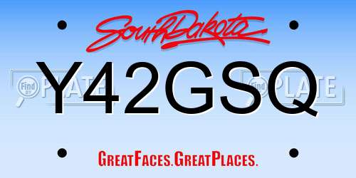 Y42GSQ South Dakota License Plate