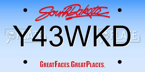 Y43WKD South Dakota License Plate