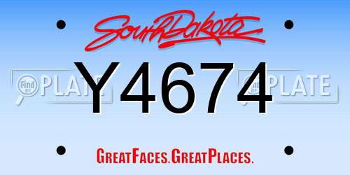 Y4674 South Dakota License Plate