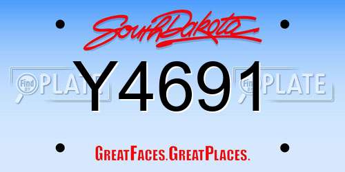 Y4691 South Dakota License Plate