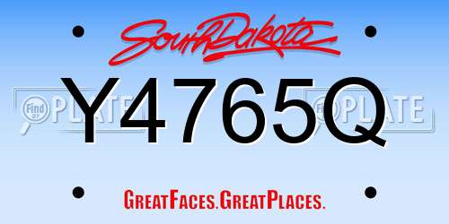 Y4765Q South Dakota License Plate