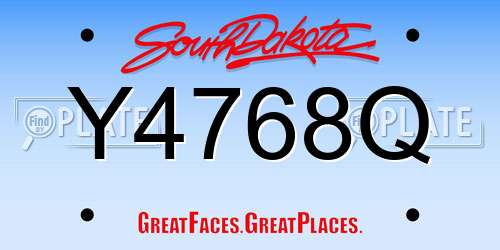 Y4768Q South Dakota License Plate