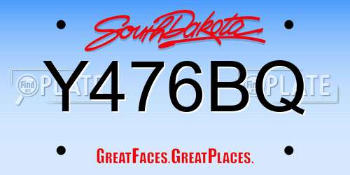 Y476BQ South Dakota License Plate