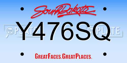 Y476SQ South Dakota License Plate