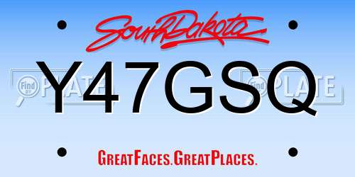 Y47GSQ South Dakota License Plate