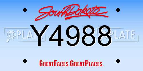 Y4988 South Dakota License Plate