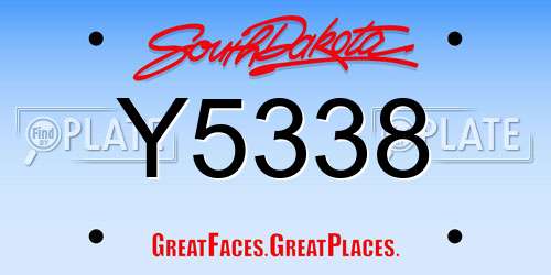 Y5338 South Dakota License Plate