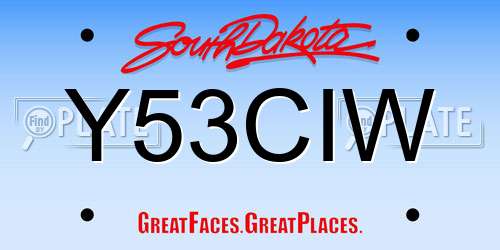 Y53CIW South Dakota License Plate