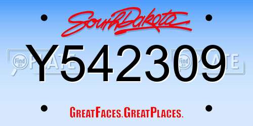 Y542309 South Dakota License Plate