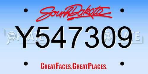 Y547309 South Dakota License Plate