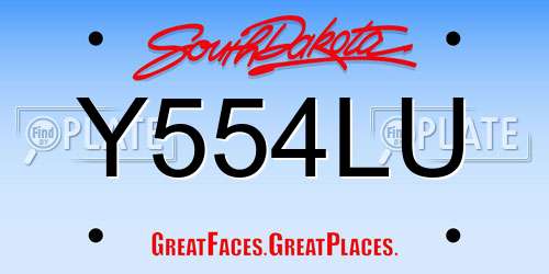 Y554LU South Dakota License Plate