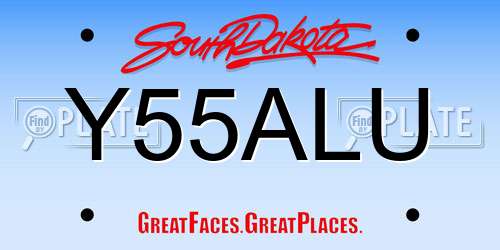 Y55ALU South Dakota License Plate