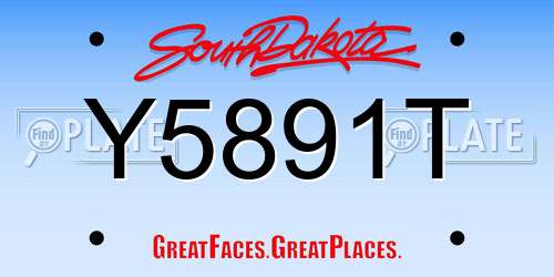 Y5891T South Dakota License Plate