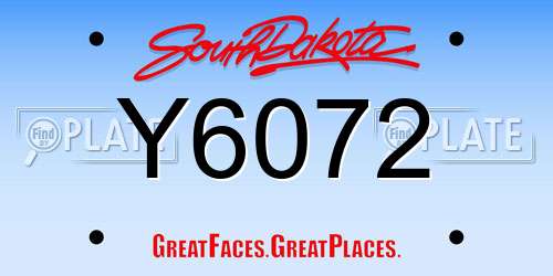 Y6072 South Dakota License Plate