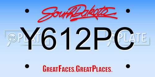 Y612PC South Dakota License Plate
